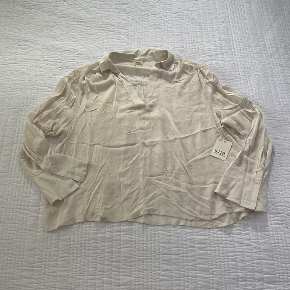 a.n.a Tops - ANA A New Approach Women XXL Birch Chevron Jacquard VNeck Long Sleeve Blouse NWT